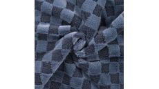 High Low Checked Fur - Denim
