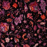 Velour Quilt Karola Print - Flowers, Fuchsia