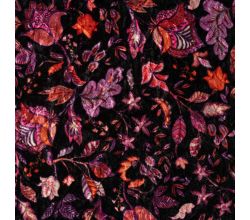 Velour Quilt Karola Print - Flowers, Fuchsia