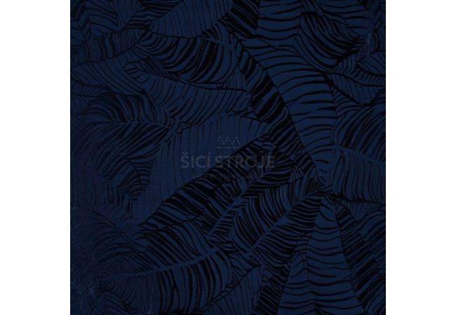 Viscose Jacquard Leaves - Leaves, Navy