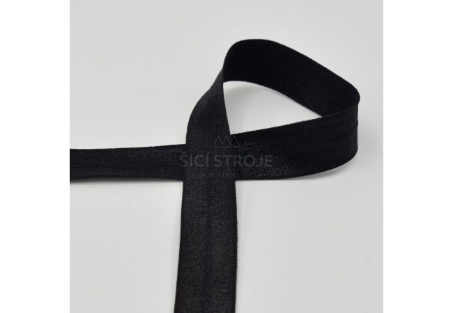Lemovací elastický prúžok, 20 mm - čierna