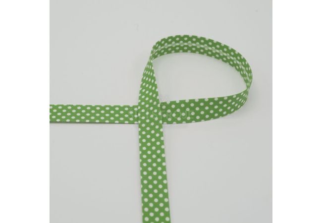 Šikmý prúžok s bodkami, 18 mm - limetková