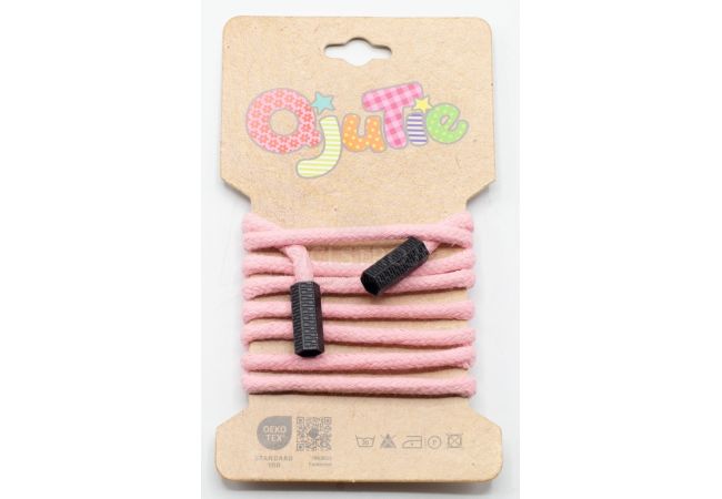 Odevná okrúhla šnúra s koncovkami, 5 mm, 1,15 m - baby ružová