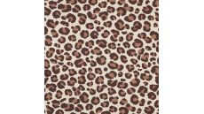 Úplet French Terry počesaný s potlačou - leopardí, hnedá