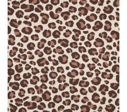 Úplet French Terry počesaný s potlačou - leopardí, hnedá