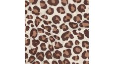 Úplet French Terry počesaný s potlačou - leopardí, hnedá