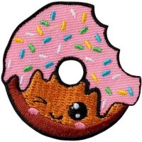 Nažehlovačka Donut s ružovou polevou 4,5 x 4,5 cm Monoquick