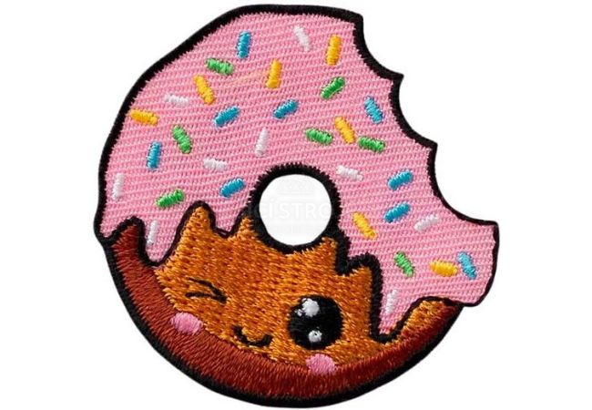 Nažehlovačka Donut s ružovou polevou 4,5 x 4,5 cm Monoquick