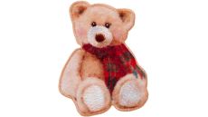 Nažehlovačka Macko s károvaným šálom 6 x 4,7 cm Monoquick