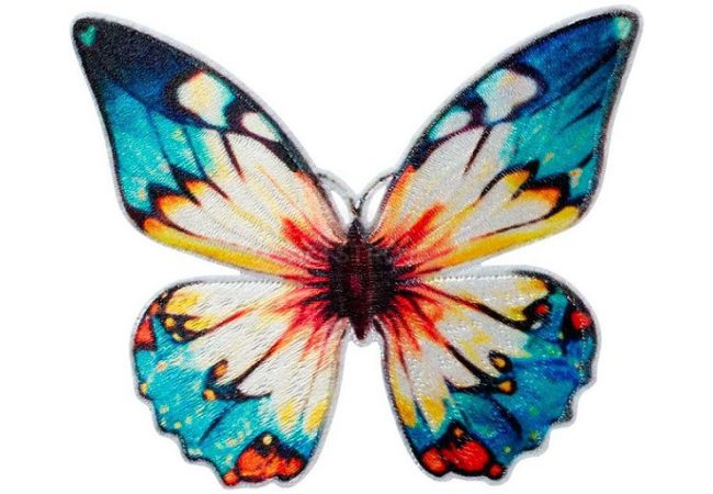 Nažehlovačka Motýľ modrožltý 6 x 7,2 cm Monoquick