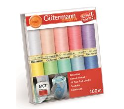 Súprava 10 špuliek nití pastelovej farby Gütermann 734006-2