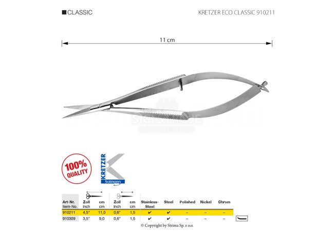 Nožnice pre presné strihanie KRETZER ECO CLASSIC 910211