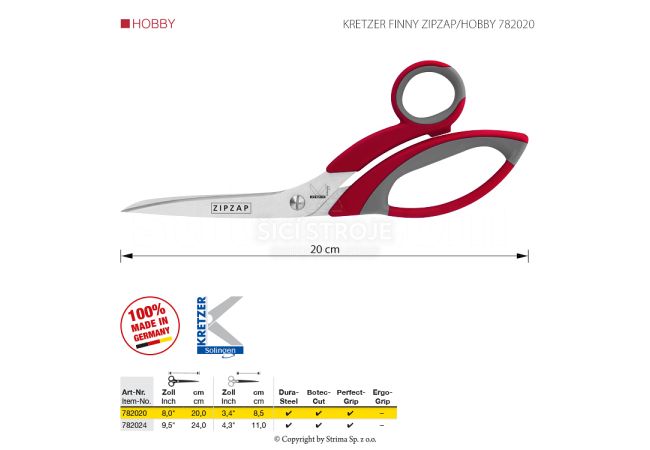 Krajčírske nožnice KRETZER FINNY ZIPZAP/HOBBY 782020