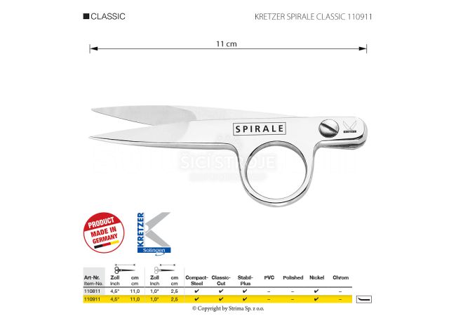 Odstrihávacie nožnice / cvakačky KRETZER SPIRALE CLASSIC 110911