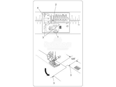 Šití pomocí rysek na stehové desce