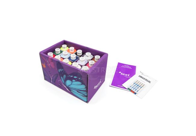 Krabička 15 farieb nití a ihly TEXI BOX 15