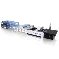 Automatický pokladací a rezací stroj na tkaniny J3-190 OSHIMA + R6-190 + TABLE 12M SET