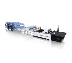 Automatický pokladací a rezací stroj na tkaniny J3-190 OSHIMA + R6-190 + TABLE 12M SET