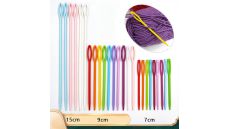 Ručné plastové ihly vyšívacie na vlnu, tupé, veľké očko - 7, 9, 15 cm, 30 ks