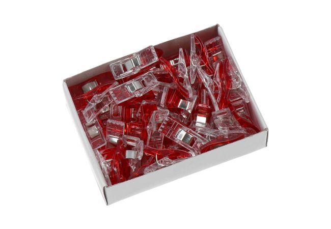 Fixačné kolíky / svorky na látky 27 x 10 mm 50 ks, červené