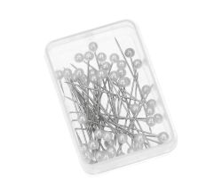 Špendlíky s perleťovými hlavičkami 0,60 x 38 mm 50 ks bielej