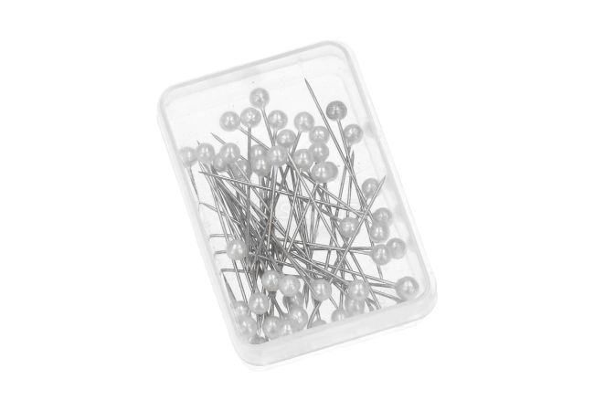 Špendlíky s perleťovými hlavičkami 0,60 x 38 mm 50 ks bielej