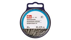 Špendlíky, 0,75 x 26 mm, strieborné farby, 25 g, krabička s pútkom