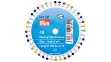 Špendlíky so sklenenou hlavičkou, 0,60 x 30 mm, viacfarebné, 40 ks