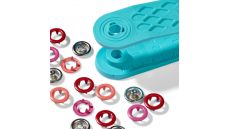 Stláčacie gombíky + narážač Jersey, Prym Love, 8 mm, 21 ks, červené/oranžové/ružové