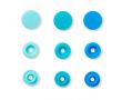 Plastové patentky "Color Snaps" okrúhle, Prym Love, 12,4 mm, 30 ks, tyrkysové/modré