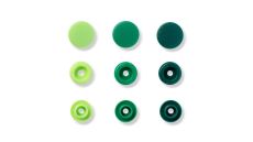 Plastové patentky "Color Snaps" okrúhle, Prym Love, 12,4 mm, 30 ks, zelené