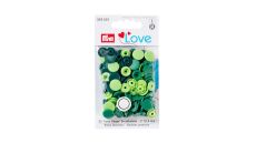 Plastové patentky "Color Snaps" okrúhle, Prym Love, 12,4 mm, 30 ks, zelené