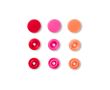 Plastové patentky "Color Snaps" okrúhle, Prym Love, 12,4 mm, 30 ks, červené/oranžové/ružové