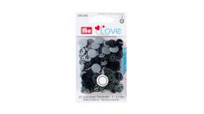 Plastové patentky "Color Snaps" okrúhle, Prym Love, 12,4 mm, 30 ks, tmavo šedé