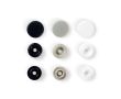 Plastové patentky "Color Snaps" okrúhle, Prym Love, 12,4 mm, 30 ks, čierne/biele/béžové