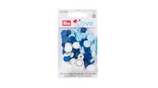 Plastové patentky "Color Snaps" okrúhle, Prym Love, 12,4 mm, 30 ks, modré/biele