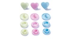 Plastové patentky "Color Snaps" srdiečka, Prym Love, 12,4 mm, 30 ks, pastelové
