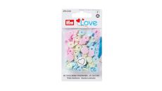 Plastové patentky "Color Snaps" srdiečka, Prym Love, 12,4 mm, 30 ks, pastelové
