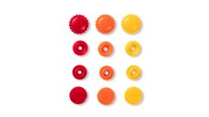Plastové patentky "Color Snaps" kvietky, Prym Love, 13,6 mm, 21 ks, červené/oranžové/žlté