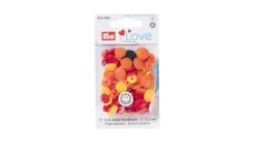 Plastové patentky "Color Snaps" kvietky, Prym Love, 13,6 mm, 21 ks, červené/oranžové/žlté