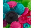Plastové patentky "Color Snaps" kvietky, Prym Love, 13,6 mm, 21 ks, ružové/zelené/modré
