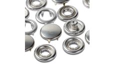 Stláčacie gombíky Jersey, 10 mm, 20 ks, hladká čiapočka, strieborné