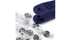 Stláčacie gombíky + narážač Jersey, 10 mm, 10 ks, biele