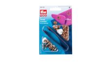 Stláčacie gombíky + narážač Jersey, 10 mm, 10 ks, medené