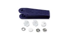 Stláčacie gombíky + narážač Jersey, 12 mm, 6 ks, hladká čiapočka, biele
