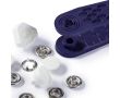 Stláčacie gombíky + narážač Jersey, 12 mm, 6 ks, hladká čiapočka, biele