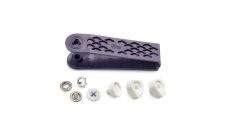 Stláčacie gombíky + narážač Jersey, našitý vzhľad, 12 mm, 7 ks, modré