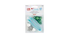 Stláčacie gombíky + narážač Jersey, Prym Love, 8 mm, 21 ks, zelené