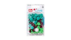 Plastové patentky "Color Snaps" okrúhle, Prym Love, 12,4 mm, 30 ks, zelené/svetlo zelené/hnedé