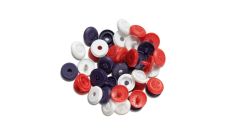 Plastové patentky "Color Snaps Mini", našitý vzhľad, Prym Love, 9 mm, 36 ks, červené/biele/námornícky modré